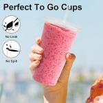 Lamosi 100 Pack Clear Iced Coffee Cups with Lids