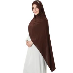 Shiny Rhinestone Coffee Instant Hijab for Women