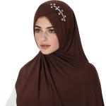 Shiny Rhinestone Coffee Instant Hijab for Women