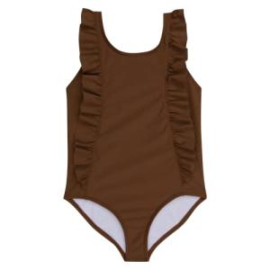 SwimZip Girls' Ruffle Swim Suit - Cold Brew