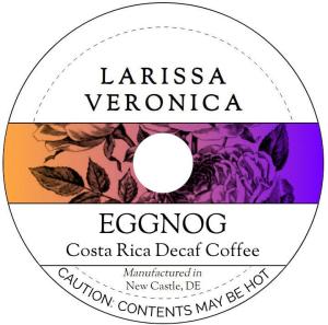 Eggnog Costa Rica Decaf Coffee (Single Serve K-Cup Pods) (Gourmet, Naturally Flavored, Whole Coffee Beans) (12 pods, ZIN: 572608)