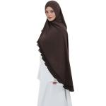 Rem Rleoy Muslim Instant Hijab for Women Chiffon Ruffled Trim Headscarfs Lightweight Flowy Smooth Prayer Long Hijab Dark Coffee