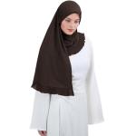 Rem Rleoy Muslim Instant Hijab for Women Chiffon Ruffled Trim Headscarfs Lightweight Flowy Smooth Prayer Long Hijab Dark Coffee