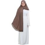 Rem Rleoy Muslim Instant Hijab for Women Chiffon Ruffled Trim Headscarfs Lightweight Flowy Smooth Prayer Long Hijab Coffee