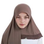 Rem Rleoy Muslim Instant Hijab for Women Chiffon Ruffled Trim Headscarfs Lightweight Flowy Smooth Prayer Long Hijab Coffee