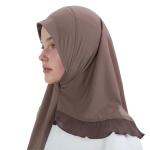 Rem Rleoy Muslim Instant Hijab for Women Chiffon Ruffled Trim Headscarfs Lightweight Flowy Smooth Prayer Long Hijab Coffee