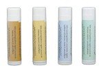 4 Natural Lip Balms: Peppermint, Butter Rum, Chai