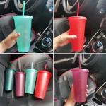 Rainbow Glitter Reusable 24oz Tumblers with Lids