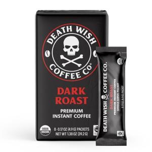 Death Wish Instant Dark Roast Coffee Packets, 8 Count