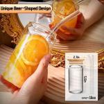 4-Pack Glass Coffee Cups with Lids and Straws