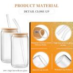 4-Pack Glass Coffee Cups with Lids and Straws