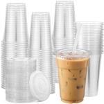 120 Clear Plastic Cups with Lids and Straws