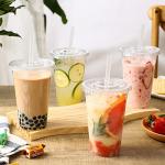 120 Clear Plastic Cups with Lids and Straws