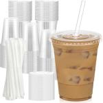 Dealusy 100 Pack Clear Plastic Iced Coffee Cups
