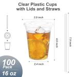Dealusy 100 Pack Clear Plastic Iced Coffee Cups