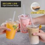 VITEVER 16oz Clear Plastic Cups with Lids & Straws