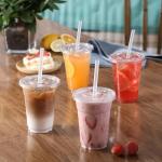 VITEVER 16oz Clear Plastic Cups with Lids & Straws