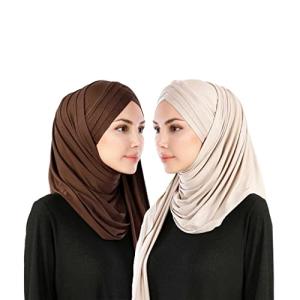 Lightweight Soft Solid Color Hijab Set in Beige/Coffee