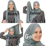 Lightweight Soft Solid Color Hijab Set in Beige/Coffee