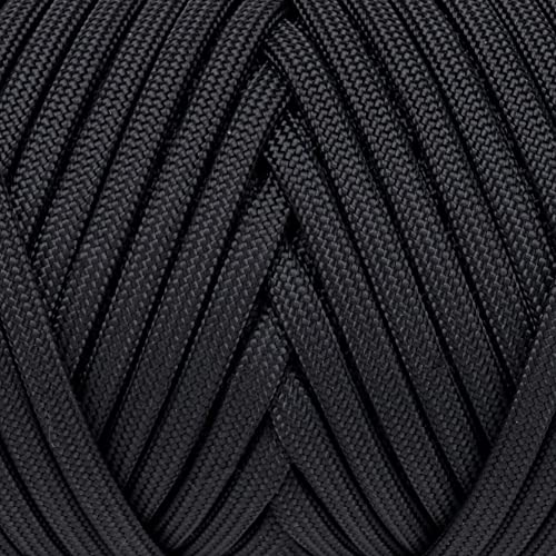 XKDOUS Paracord 750 lb 120ft Black Parachute Cord, 100% Nylon 11 Strand Inner Core Type IV Tactical Paracord Rope, Outside Survival Gear for Bracelets, Lanyards, Handle Wraps, Camping & Hiking