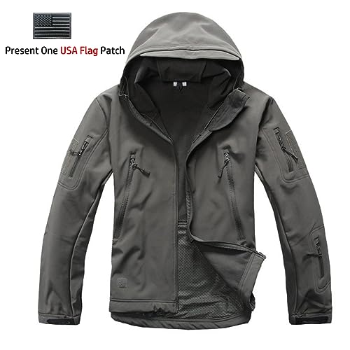 Men's Tactical Hooded Outdoor Jacket, Gray, XX-Large