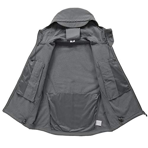 Men's Tactical Hooded Outdoor Jacket, Gray, XX-Large