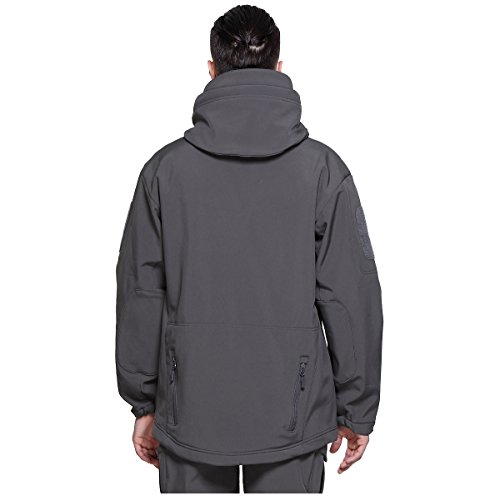 Men's Tactical Hooded Outdoor Jacket, Gray, XX-Large