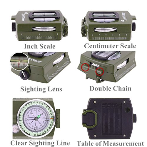 Military-grade Lensatic Compass for Camping and Hiking