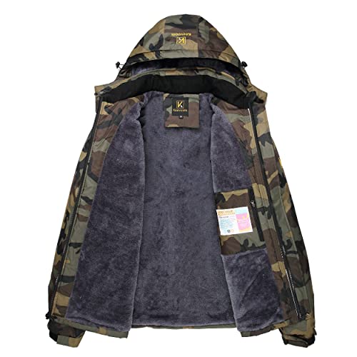 Keevoom Hooded Snowboarding Jacket: Waterproof, Windproof, Warm (AG Camo,L)