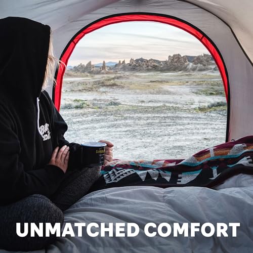 Napier Backroadz Truck Bed with Waterproof Material Coating, Comfortable and Spacious 2 Person Camping Tent, Waterproof Bed Tent, Durable and Sturdy Tent - Red/Grey, Full Size Short Bed (5.5'-5.8')