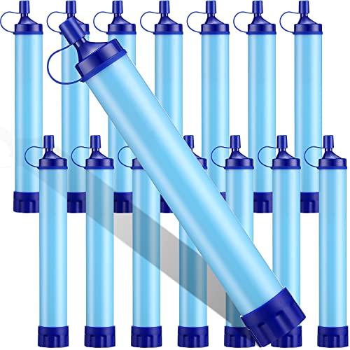 14 Pack Personal Water Filter Water Purifying Device Outdoor Portable Water Filtration Survival Gear Emergency Kits for Hiking Camping Fishing Travel Survival Backpacking