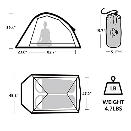 Naturehike Cloud-Up 2 Person Ultralight Backpacking Camping Tent with Footprint - Free Standing Waterproof 3 Season Tents