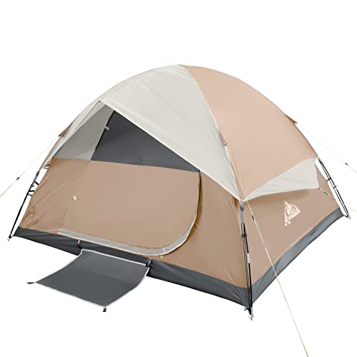ArcadiVille Camping Tent 6 Person, Family Tents for Camping Waterproof and Windproof, Outdoor & Travel, Easy Setup Removable Rainfly, Ventilated Windows, Portable with Carry Bag (Khaki)…
