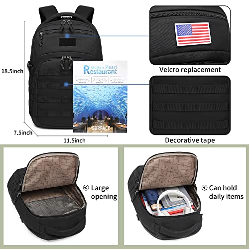 Wotony Military Tactical Backpack - Black MOLLE Assault Bag