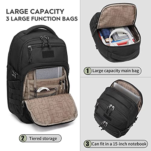 Wotony Military Tactical Backpack - Black MOLLE Assault Bag