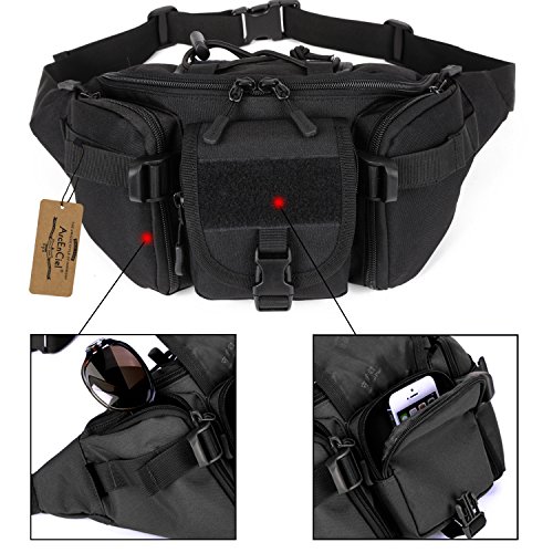 ArcEnCiel Tactical Fanny Pack for Outdoor Hiking (Black)