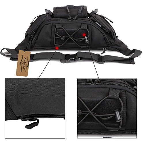 ArcEnCiel Tactical Fanny Pack for Outdoor Hiking (Black)