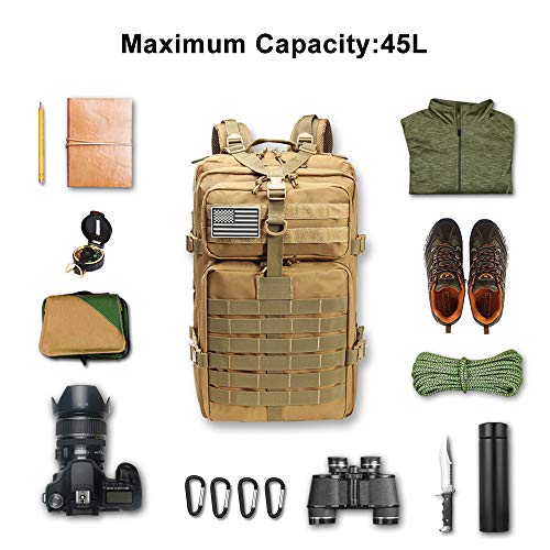 45L Desert Tan Tactical Backpack for Prepping and Hiking