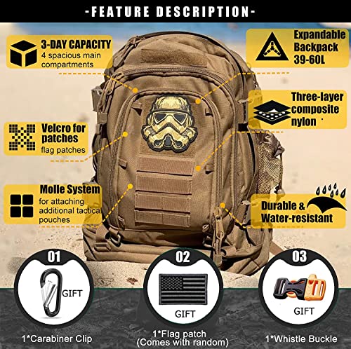 Tactical Hiking Bug Out Bag 40-64L Expandable Backpack