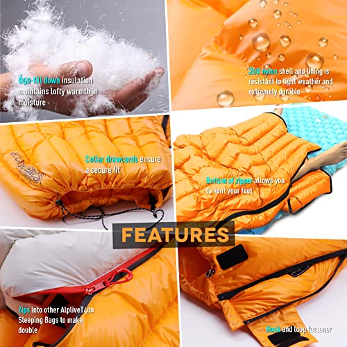 ZOOOBELIVES Ultralight 32-50F Down Sleeping Bag - Alplive T400