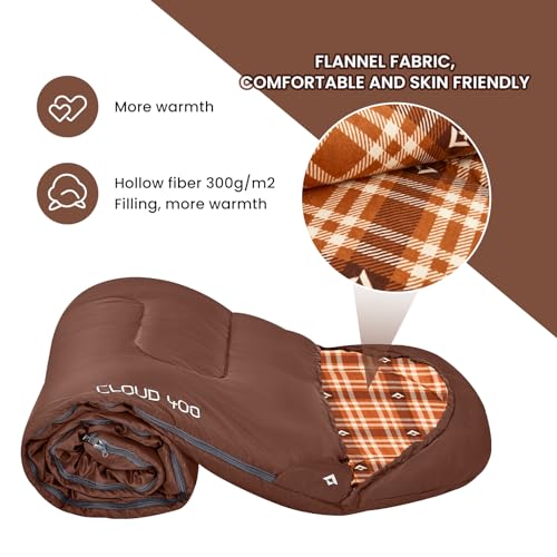 KingCamp Adult Flannel Sleeping Bag for Cold Weather