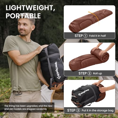 KingCamp Adult Flannel Sleeping Bag for Cold Weather