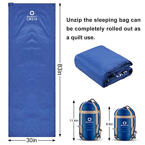 ECOOPRO Warm Weather Sleeping Bag - Portable, Waterproof, Compact Lightweight