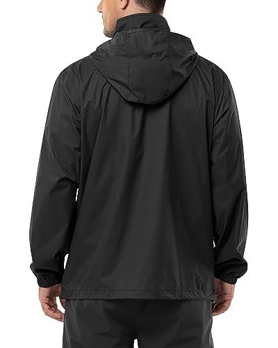 Men's Waterproof Packable Rain Jacket with Hood - Perfect for Golf, Hiking, Travel