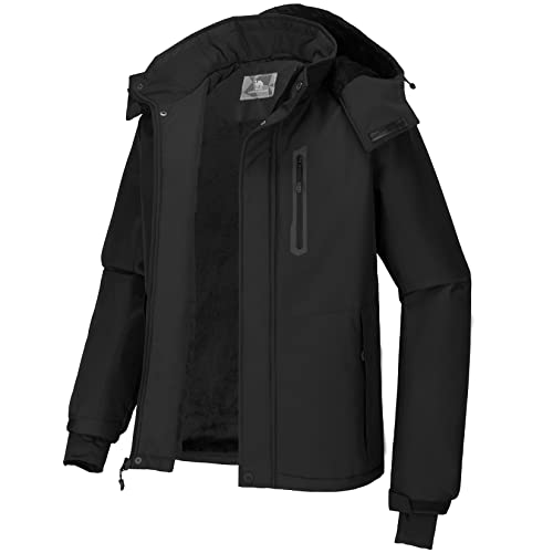CAMEL CROWN Men's Waterproof Ski Jacket Black M