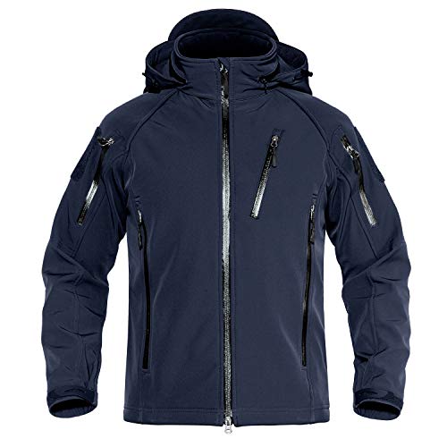 TACVASEN Men's Waterproof Tactical Winter Jacket Navy, L