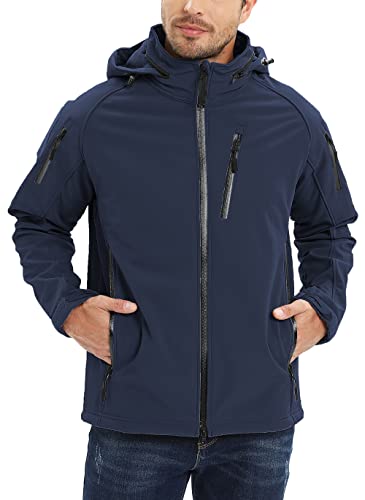 TACVASEN Men's Waterproof Tactical Winter Jacket Navy, L