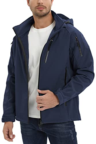 TACVASEN Men's Waterproof Tactical Winter Jacket Navy, L