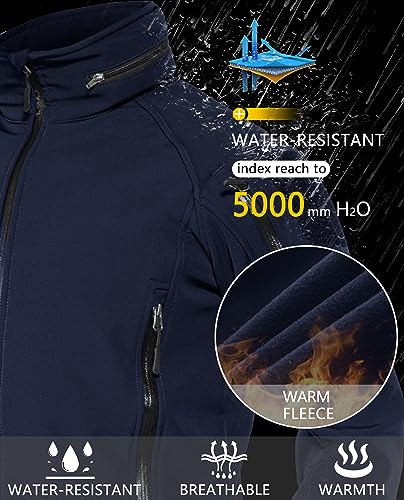 TACVASEN Men's Waterproof Tactical Winter Jacket Navy, L