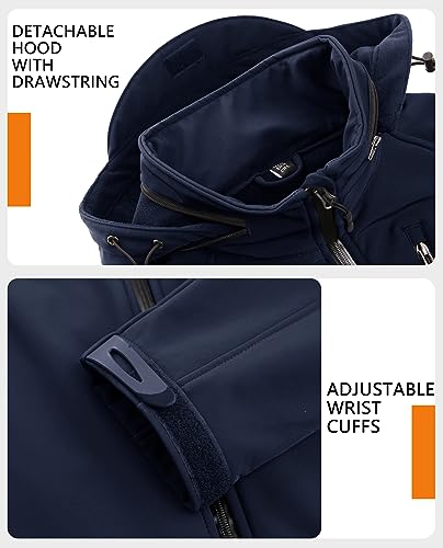 TACVASEN Men's Waterproof Tactical Winter Jacket Navy, L